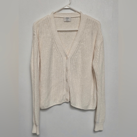 Wilfred Sweaters - Wilfred Aritzia Women's Cream Chunky Knit Oversized Sz S Open Cropped Cardigan